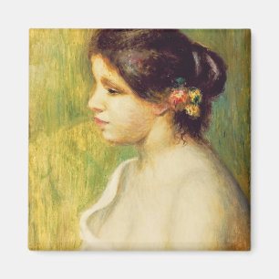 Pierre A Renoir   Young Woman with Flowers at Ear Magnet