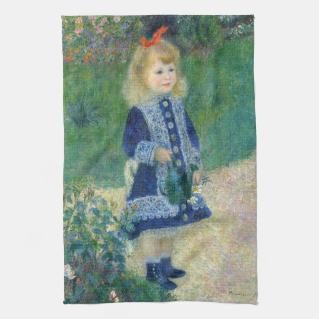 Pierre-Auguste Renoir - A Girl with a Watering Can Tea Towel (Vertical)