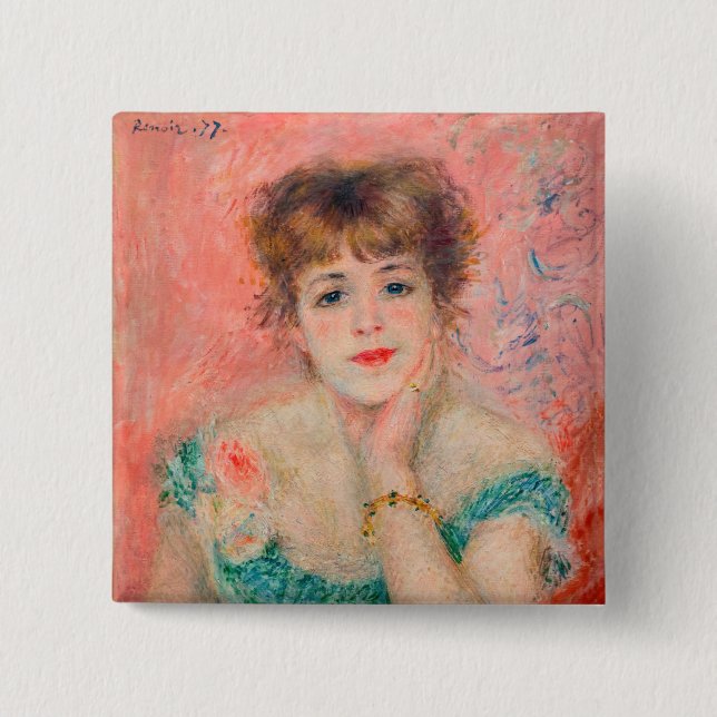 Pierre-Auguste Renoir - Actress Jeanne Samary 15 Cm Square Badge (Front)