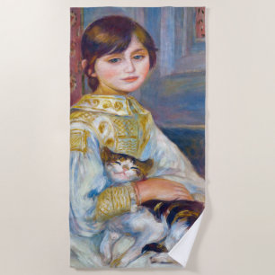 Pierre-Auguste Renoir - Child with Cat Beach Towel