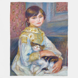 Pierre-Auguste Renoir - Child with Cat Fleece Blanket