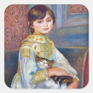 Pierre-Auguste Renoir - Child with Cat Square Sticker