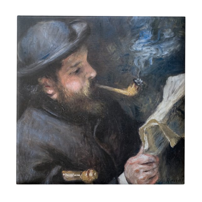 Pierre-Auguste Renoir - Claude Monet Reading Ceramic Tile (Front)