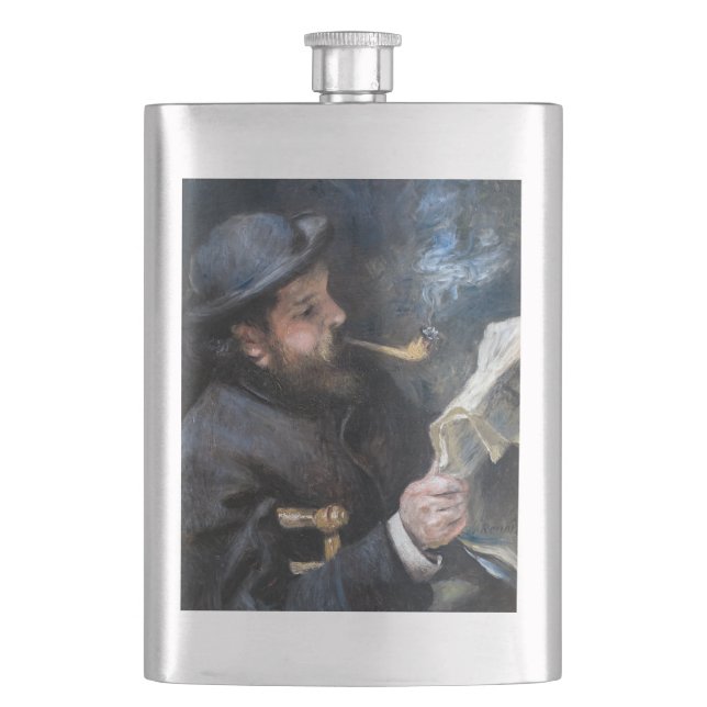 Pierre-Auguste Renoir - Claude Monet Reading Hip Flask (Front)
