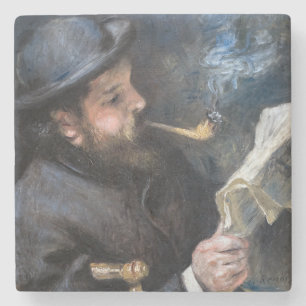 Pierre-Auguste Renoir - Claude Monet Reading Stone Coaster