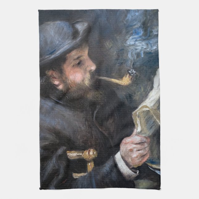 Pierre-Auguste Renoir - Claude Monet Reading Tea Towel (Vertical)