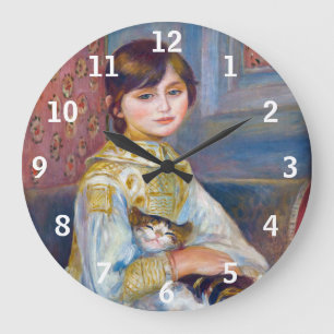 Pierre Auguste Renoir fine art - Child with Cat Large Clock