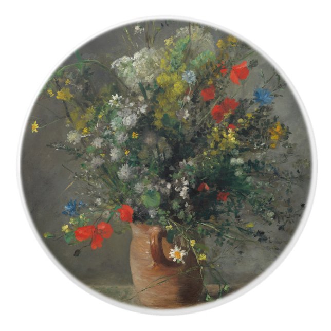 Pierre-Auguste Renoir - Flowers in a Vase 1866 Ceramic Knob (Front)