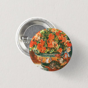 Pierre-Auguste Renoir Geraniums And Cats 3 Cm Round Badge