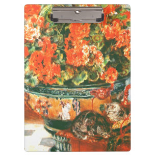 Pierre-Auguste Renoir Geraniums And Cats Clipboard