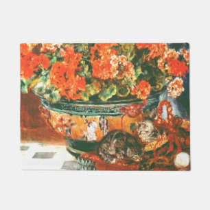 Pierre-Auguste Renoir Geraniums And Cats  Doormat