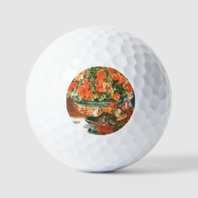 Pierre-Auguste Renoir Geraniums And Cats   Golf Balls (Front)