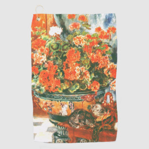 Pierre-Auguste Renoir Geraniums And Cats Golf Towel