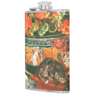 Pierre-Auguste Renoir Geraniums And Cats Hip Flask