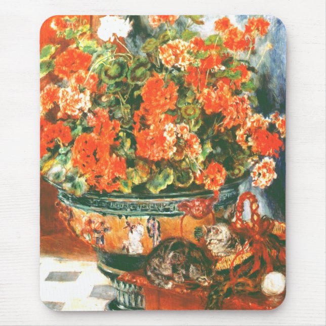 Pierre-Auguste Renoir Geraniums And Cats     Mouse Pad (Front)