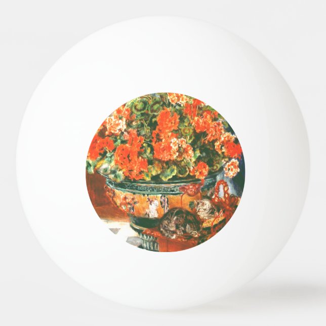 Pierre-Auguste Renoir Geraniums And Cats    Ping Pong Ball (Front)
