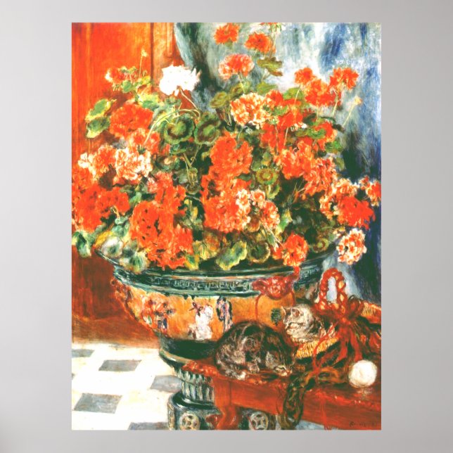 Pierre-Auguste Renoir Geraniums And Cats  Poster (Front)