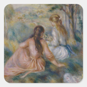 Pierre Auguste Renoir In the Meadow Square Sticker