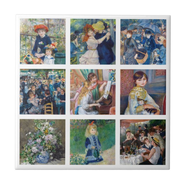 Pierre-Auguste Renoir - Masterpieces Grid Collage Ceramic Tile (Front)
