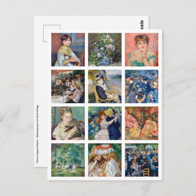 Pierre-Auguste Renoir - Masterpieces Grid Collage Postcard (Front/Back)