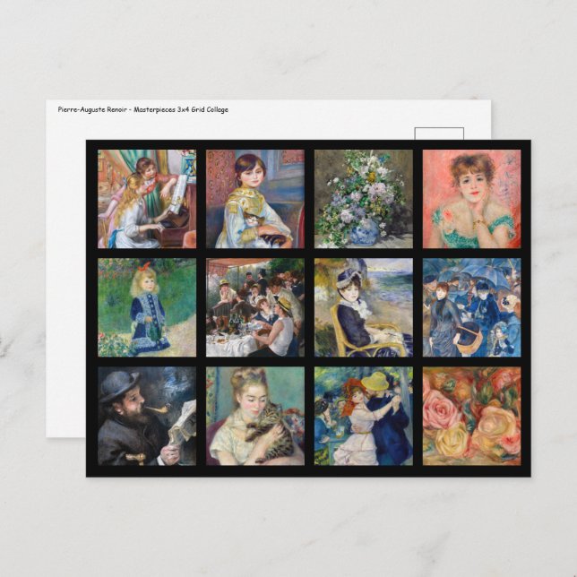 Pierre-Auguste Renoir - Masterpieces Grid Collage Postcard (Front/Back)