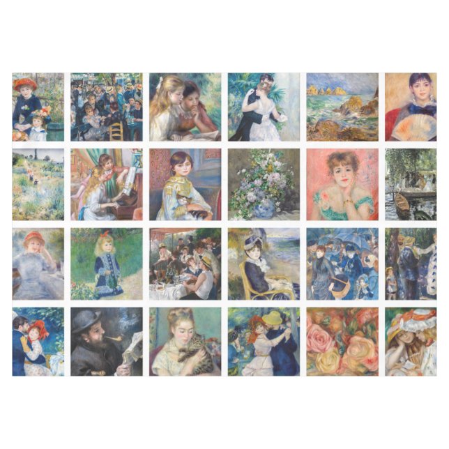Pierre-Auguste Renoir - Masterpieces Grid Collage Tablecloth (Front (Horizontal))