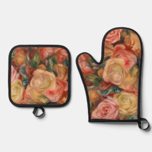Pierre-Auguste Renoir - Roses Oven Mitt & Pot Holder Set
