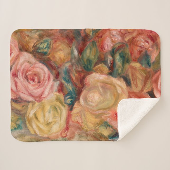 Pierre-Auguste Renoir - Roses Sherpa Blanket (Front (Horizontal))