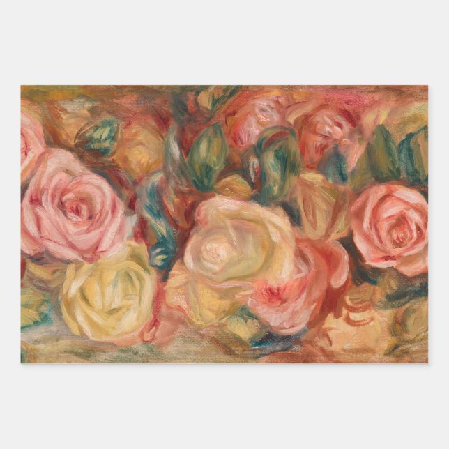 Pierre-Auguste Renoir - Roses Wrapping Paper Sheet (Front)