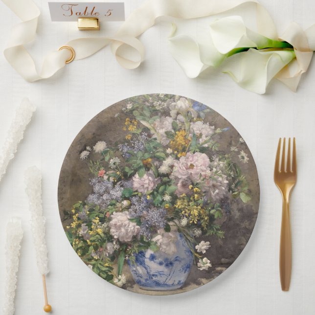 Pierre-Auguste Renoir Spring Bouquet     Paper Plate (Wedding)