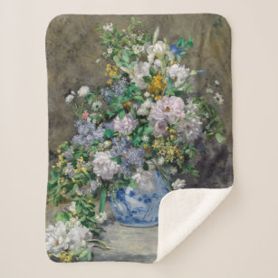 Pierre-Auguste Renoir - Spring Bouquet Sherpa Blanket