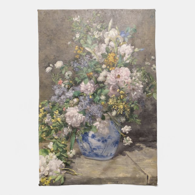 Pierre-Auguste Renoir Spring Bouquet     Tea Towel (Vertical)