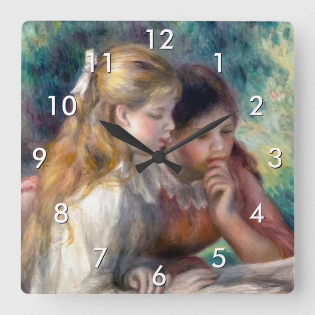 Pierre-Auguste Renoir - The Reading Square Wall Clock (Front)