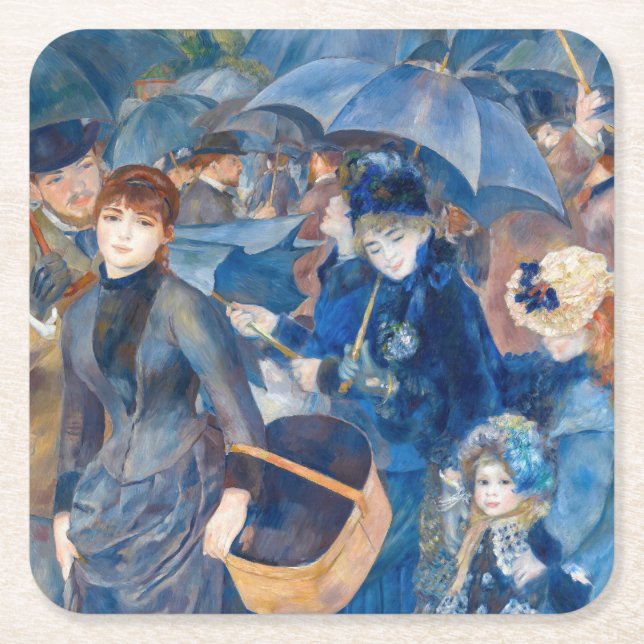 Pierre-Auguste Renoir - The Umbrellas Square Paper Coaster (Front)