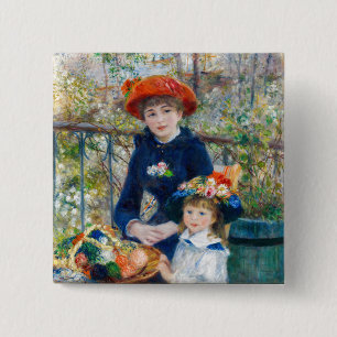Pierre-Auguste Renoir - Two sisters on the Terrace 15 Cm Square Badge