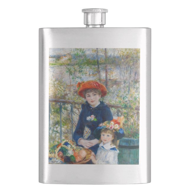 Pierre-Auguste Renoir - Two sisters on the Terrace Hip Flask (Front)