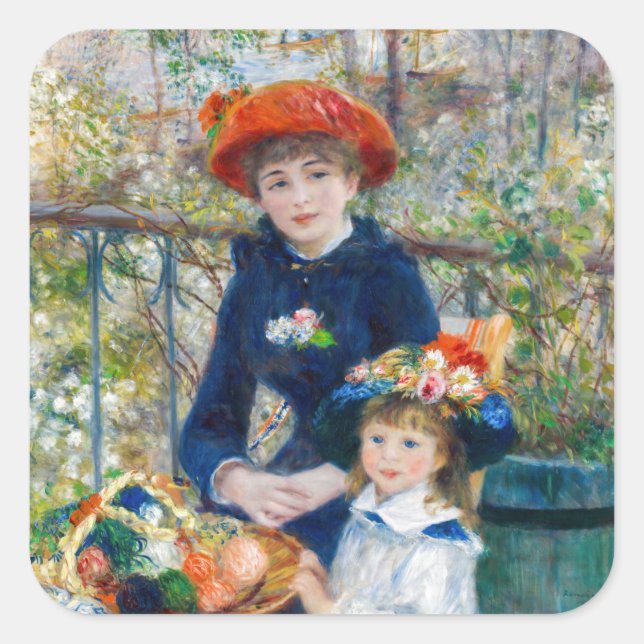 Pierre-Auguste Renoir - Two sisters on the Terrace Square Sticker (Front)