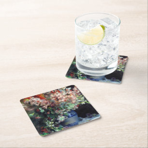 Pierre-Auguste Renoir Vintage Gladioli in a Vase Square Paper Coaster