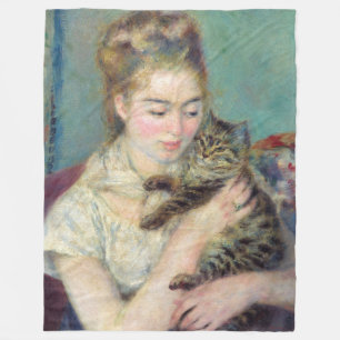 Pierre-Auguste Renoir - Woman with a Cat Fleece Blanket