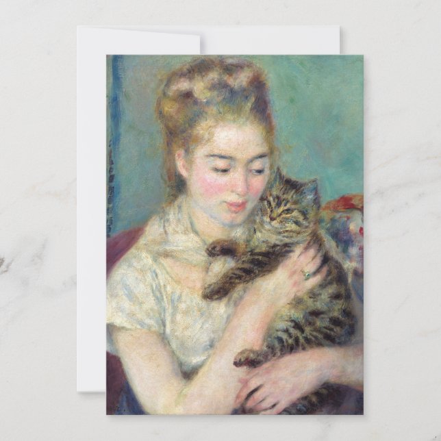 Pierre-Auguste Renoir - Woman with a Cat Invitation (Front)
