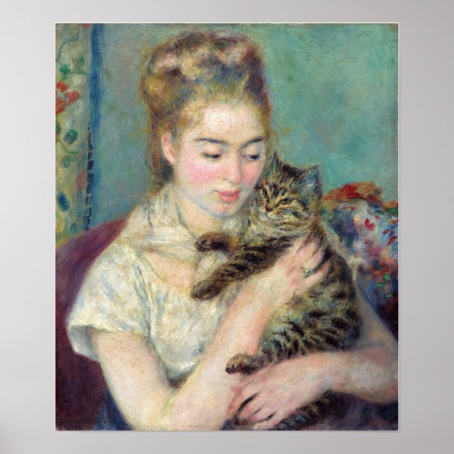 Pierre-Auguste Renoir - Woman with a Cat Poster (Front)