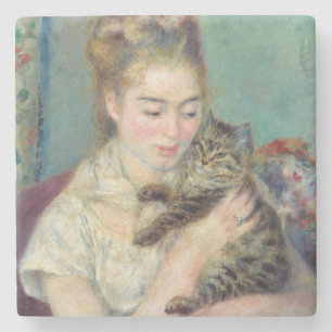 Pierre-Auguste Renoir - Woman with a Cat Stone Coaster