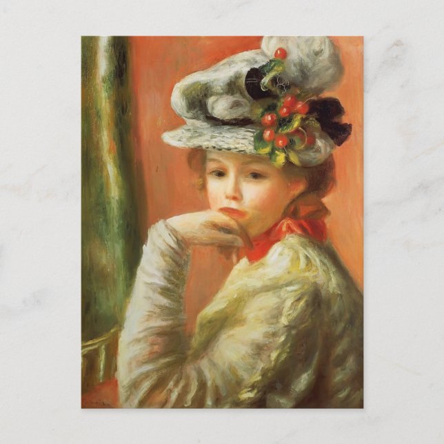 Pierre-Auguste Renoir- Young Girl in a White Hat Postcard (Front)