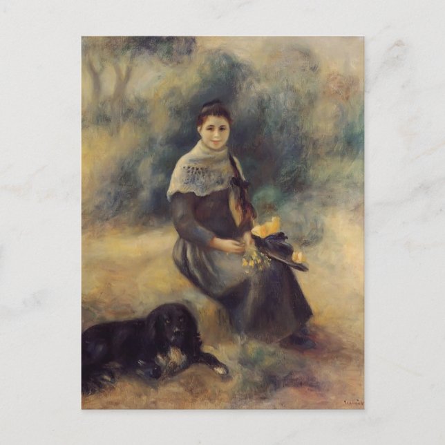 Pierre-Auguste Renoir- Young Girl with a Dog Postcard (Front)