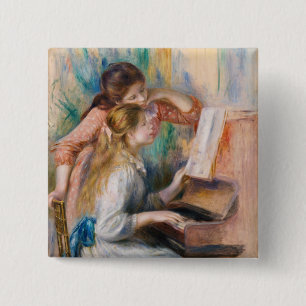 Pierre Auguste Renoir - Young Girls at the Piano 15 Cm Square Badge