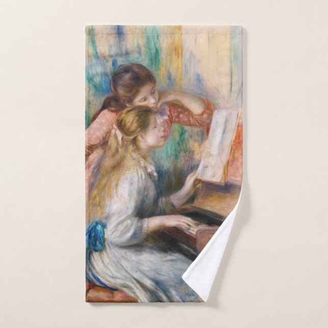 Pierre Auguste Renoir - Young Girls at the Piano Bath Towel Set (Hand Towel)