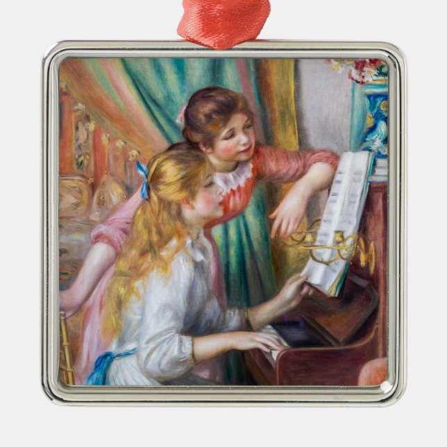 Pierre Auguste Renoir - Young Girls at the Piano Metal Ornament (Front)