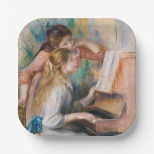 Pierre Auguste Renoir - Young Girls at the Piano Paper Plate
