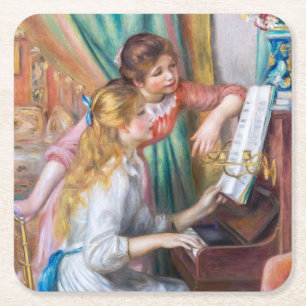Pierre Auguste Renoir - Young Girls at the Piano Square Paper Coaster
