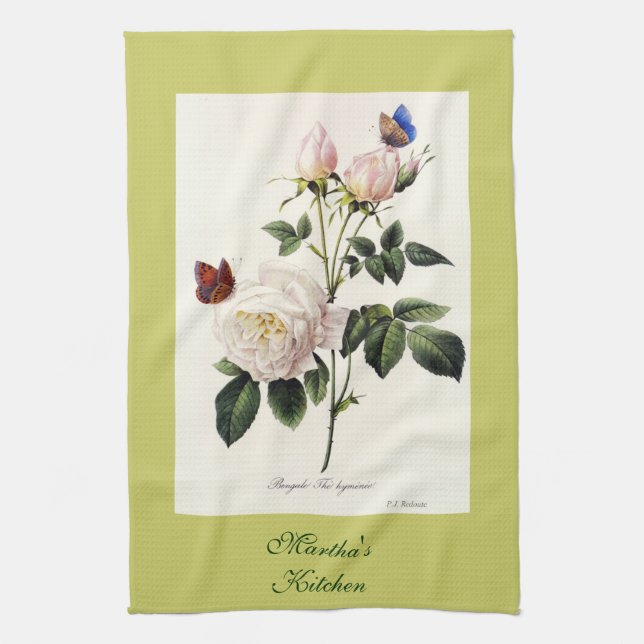 Pierre Joseph Redouté, rose flowers botanical arts Tea Towel (Vertical)